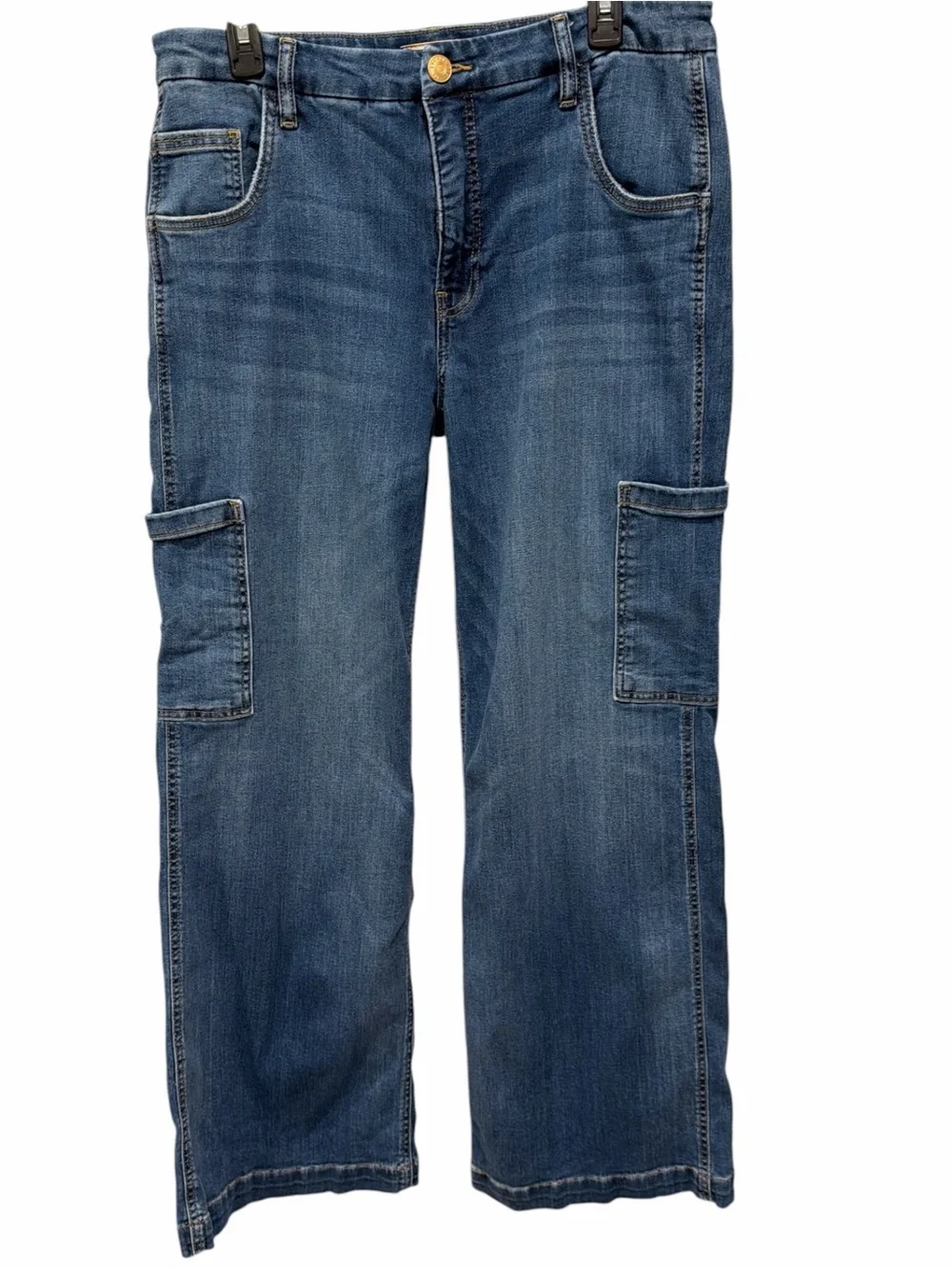 KUT from the Kloth Jodi Fab AB Wide Leg Cargo Jeans Size 12 Medium Wash Denim - Picture 2 of 8